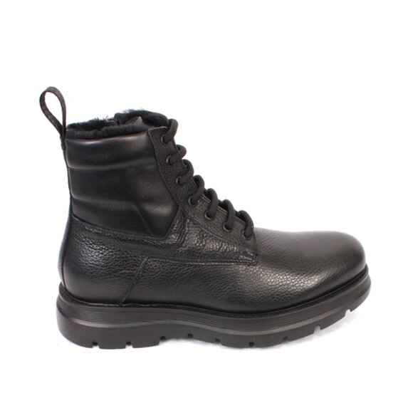 Giovanni Conti 7271 Black Leather Sheepskin Fur Lace Zip Ankle Boots - Picture 3 of 9